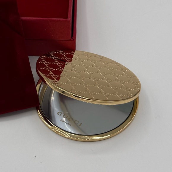 Gucci Accessories - Gucci GWP Monogram Gold Compact Mirror w/ Box & Pouch -NEW!
